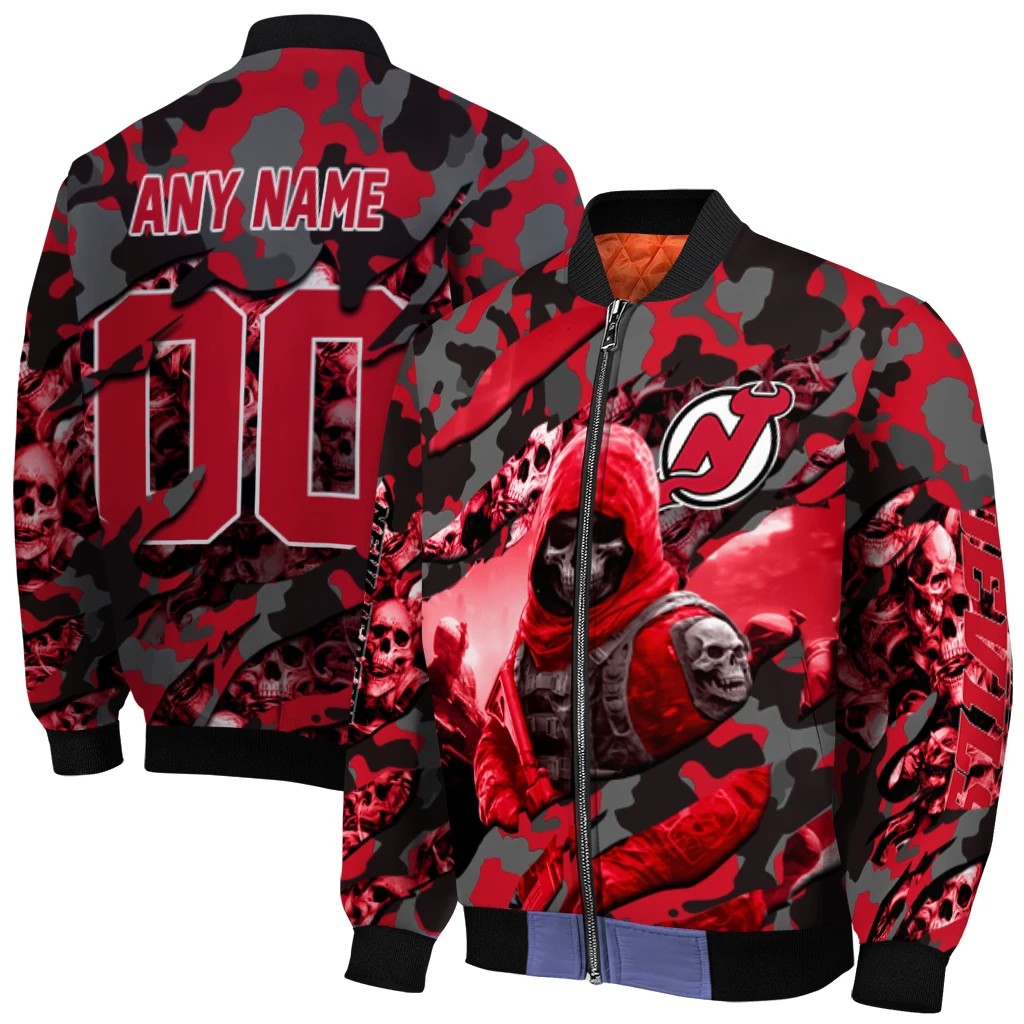 custom new jersey devils skull horde red bomber jacket best selling custom new jersey devils skull horde red bomber jacket best selling