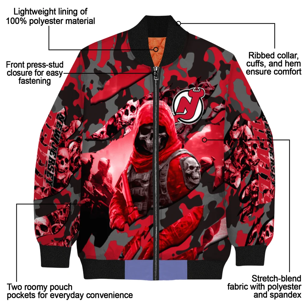 custom new jersey devils skull horde red bomber jacket new arrival custom new jersey devils skull horde red bomber jacket new arrival
