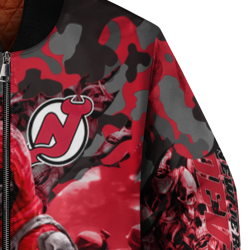 custom new jersey devils skull horde red bomber jacket premium grade custom new jersey devils skull horde red bomber jacket premium grade