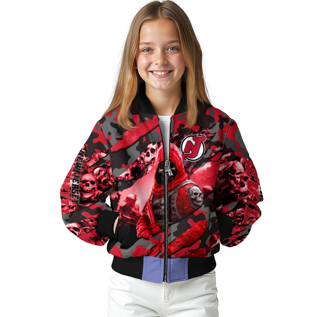 custom new jersey devils skull horde red bomber jacket top rated custom new jersey devils skull horde red bomber jacket top rated