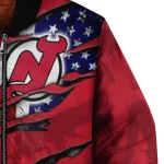 custom new jersey devils usa flag rips red bomber jacket best selling
