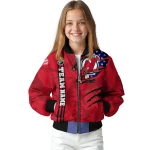 custom new jersey devils usa flag rips red bomber jacket best selling