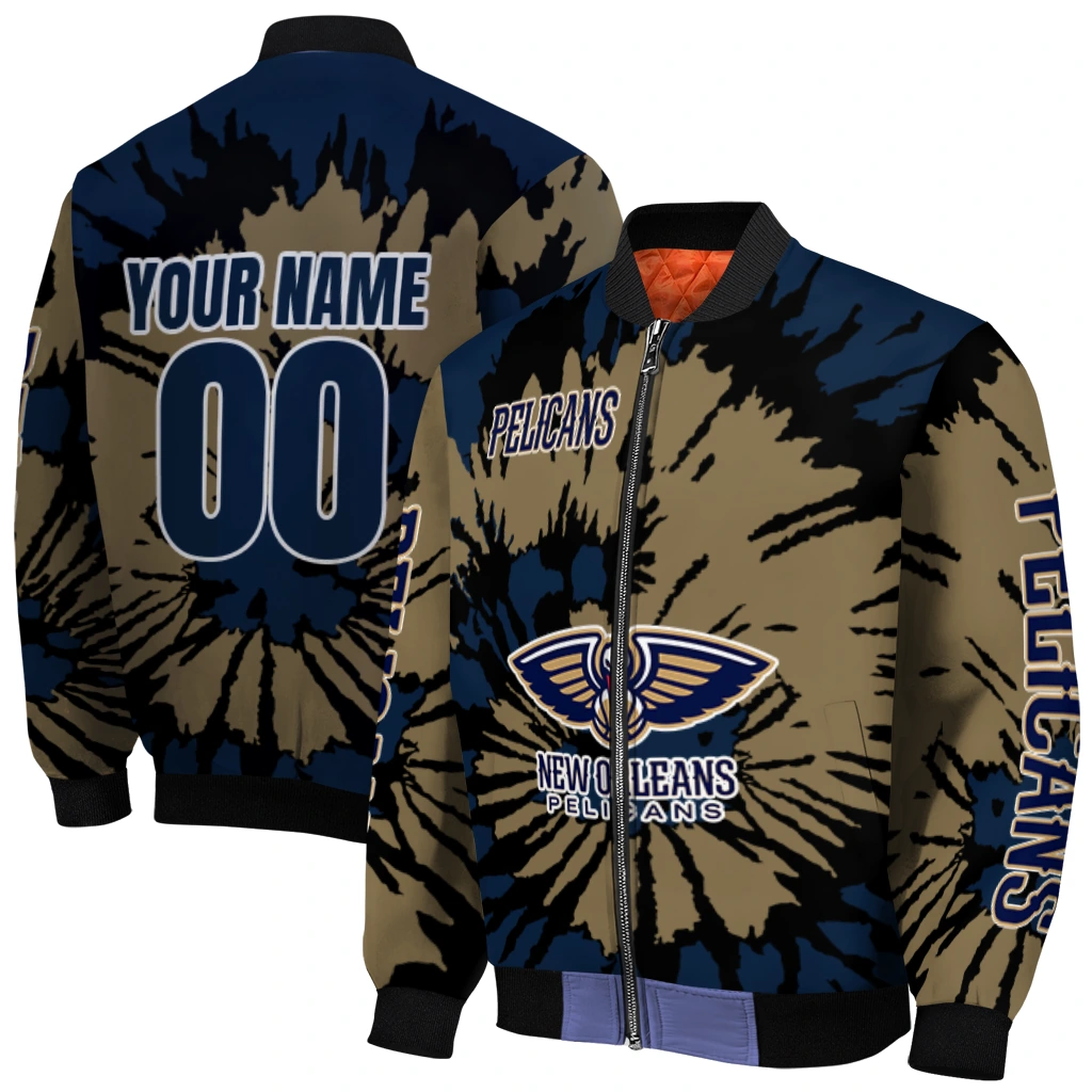 custom new orleans pelicans burst splatter navy bomber jacket best selling custom new orleans pelicans burst splatter navy bomber jacket best selling
