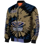 custom new orleans pelicans burst splatter navy bomber jacket best selling