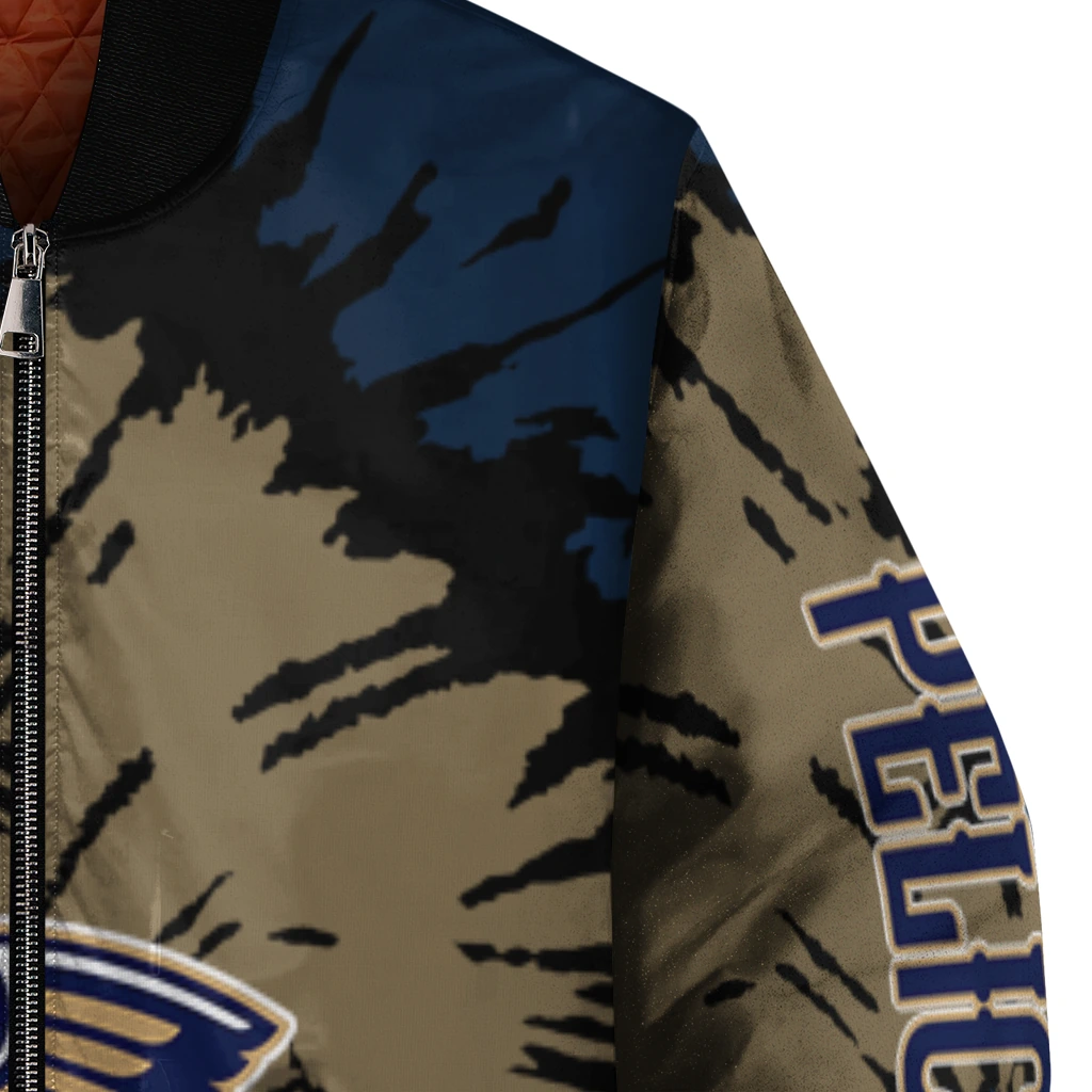 custom new orleans pelicans burst splatter navy bomber jacket premium grade custom new orleans pelicans burst splatter navy bomber jacket premium grade
