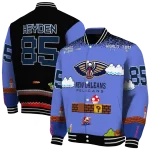 custom new orleans pelicans mario blocks blue black varsity jacket best selling