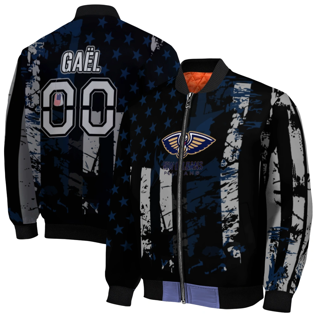 custom new orleans pelicans star stripes navy black bomber jacket best selling custom new orleans pelicans star stripes navy black bomber jacket best selling