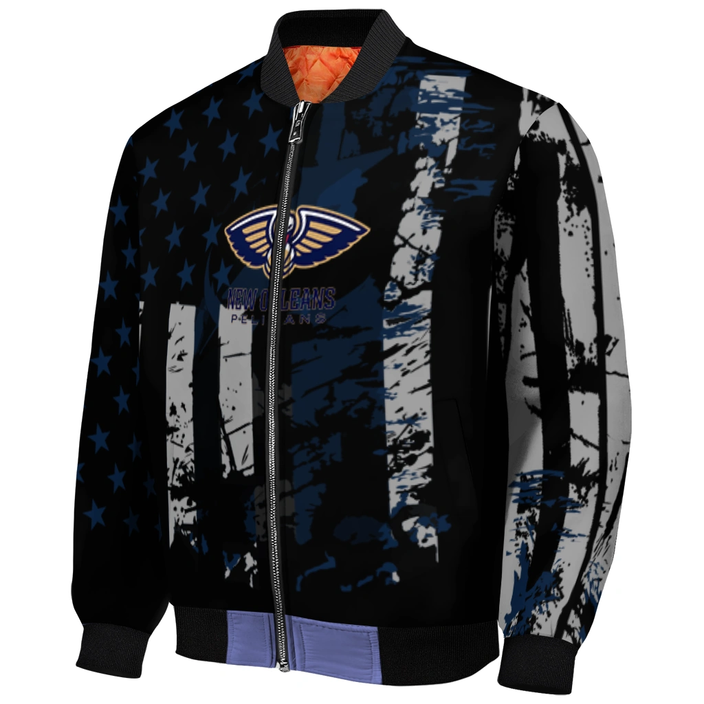 custom new orleans pelicans star stripes navy black bomber jacket fashion forward custom new orleans pelicans star stripes navy black bomber jacket fashion forward