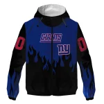 custom new york giants flame trim blue black windbreaker jacket best selling