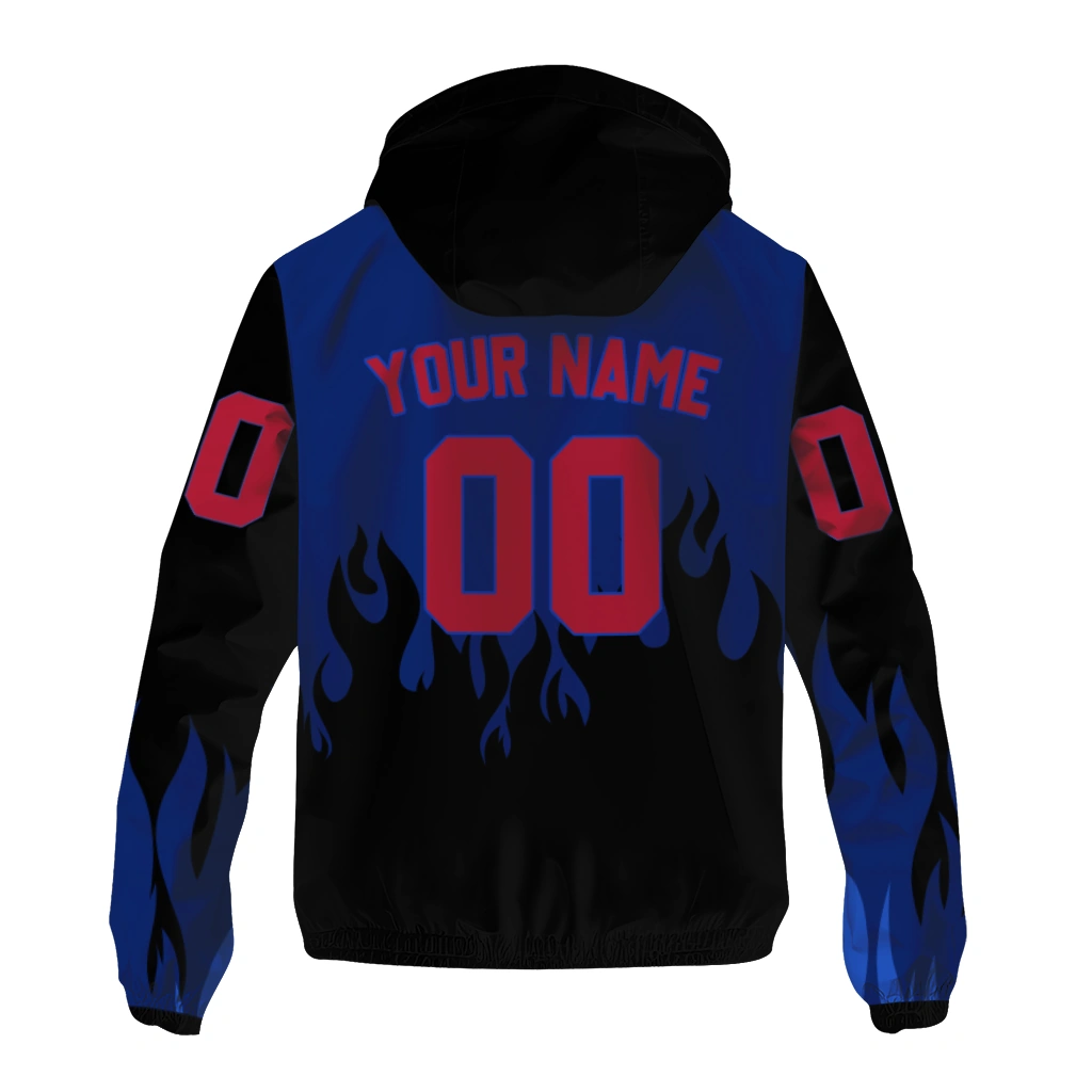 custom new york giants flame trim blue black windbreaker jacket fashion forward custom new york giants flame trim blue black windbreaker jacket fashion forward