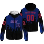 custom new york giants flame trim blue black windbreaker jacket best selling