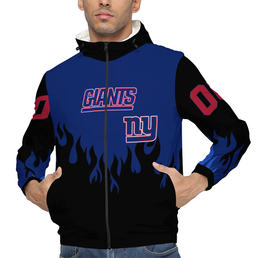 custom new york giants flame trim blue black windbreaker jacket top rated custom new york giants flame trim blue black windbreaker jacket top rated