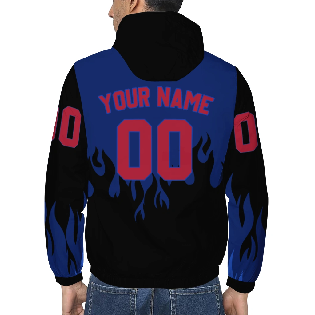 custom new york giants flame trim blue black windbreaker jacket trendy custom new york giants flame trim blue black windbreaker jacket trendy
