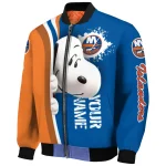 custom new york islanders snoopy head blue bomber jacket best selling