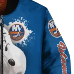 custom new york islanders snoopy head blue bomber jacket best selling