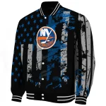 custom new york islanders star stripes blue black varsity jacket best selling
