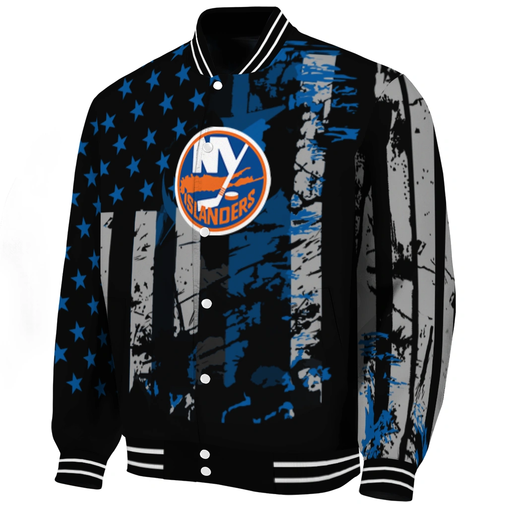 custom new york islanders star stripes blue black varsity jacket best selling custom new york islanders star stripes blue black varsity jacket best selling