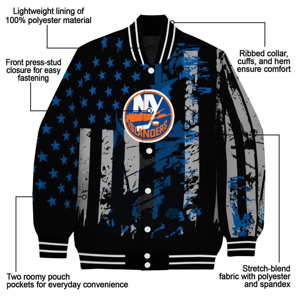 custom new york islanders star stripes blue black varsity jacket new arrival custom new york islanders star stripes blue black varsity jacket new arrival