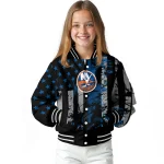 custom new york islanders star stripes blue black varsity jacket best selling