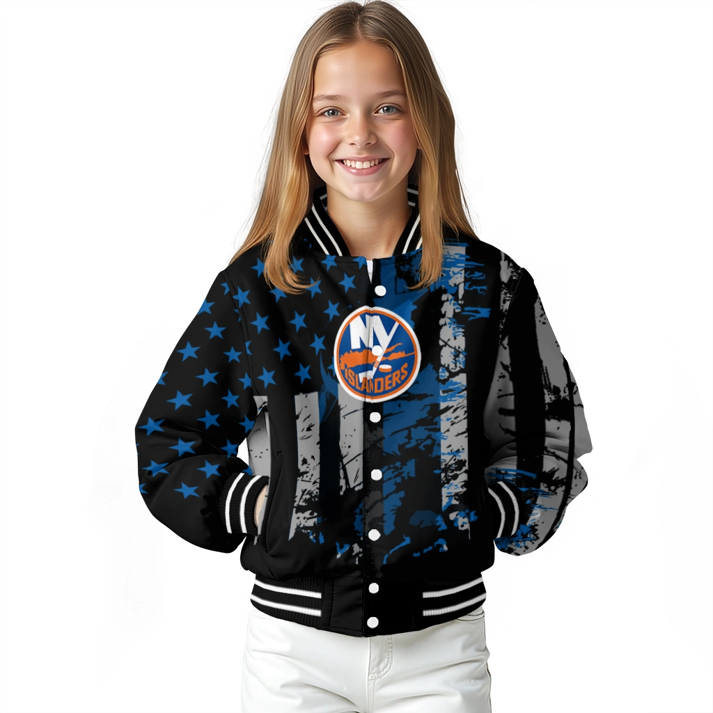 custom new york islanders star stripes blue black varsity jacket top rated custom new york islanders star stripes blue black varsity jacket top rated