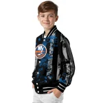 custom new york islanders star stripes blue black varsity jacket best selling