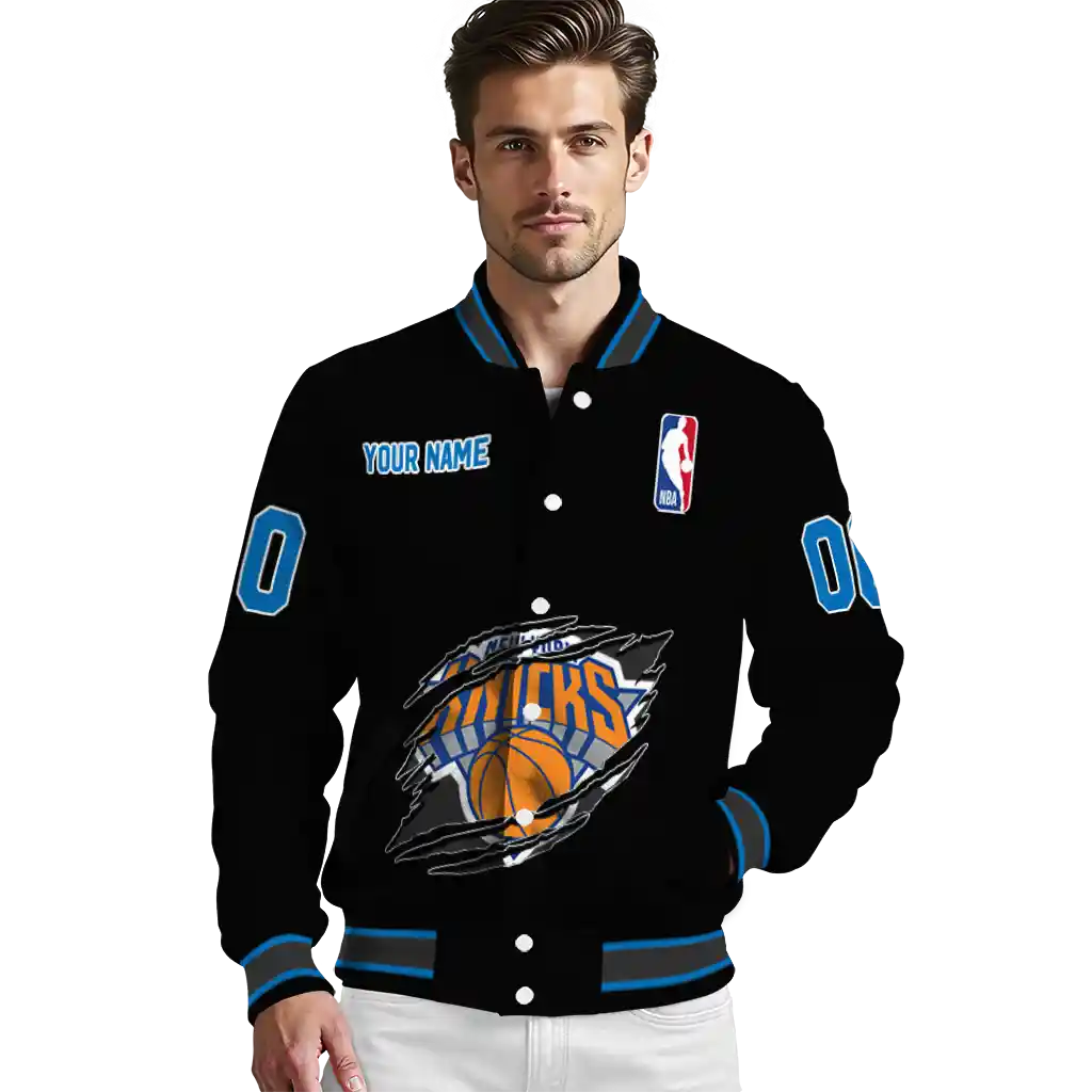 custom new york knicks claw edge black varsity jacket high quality custom new york knicks claw edge black varsity jacket high quality