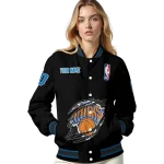 custom new york knicks claw edge black varsity jacket best selling