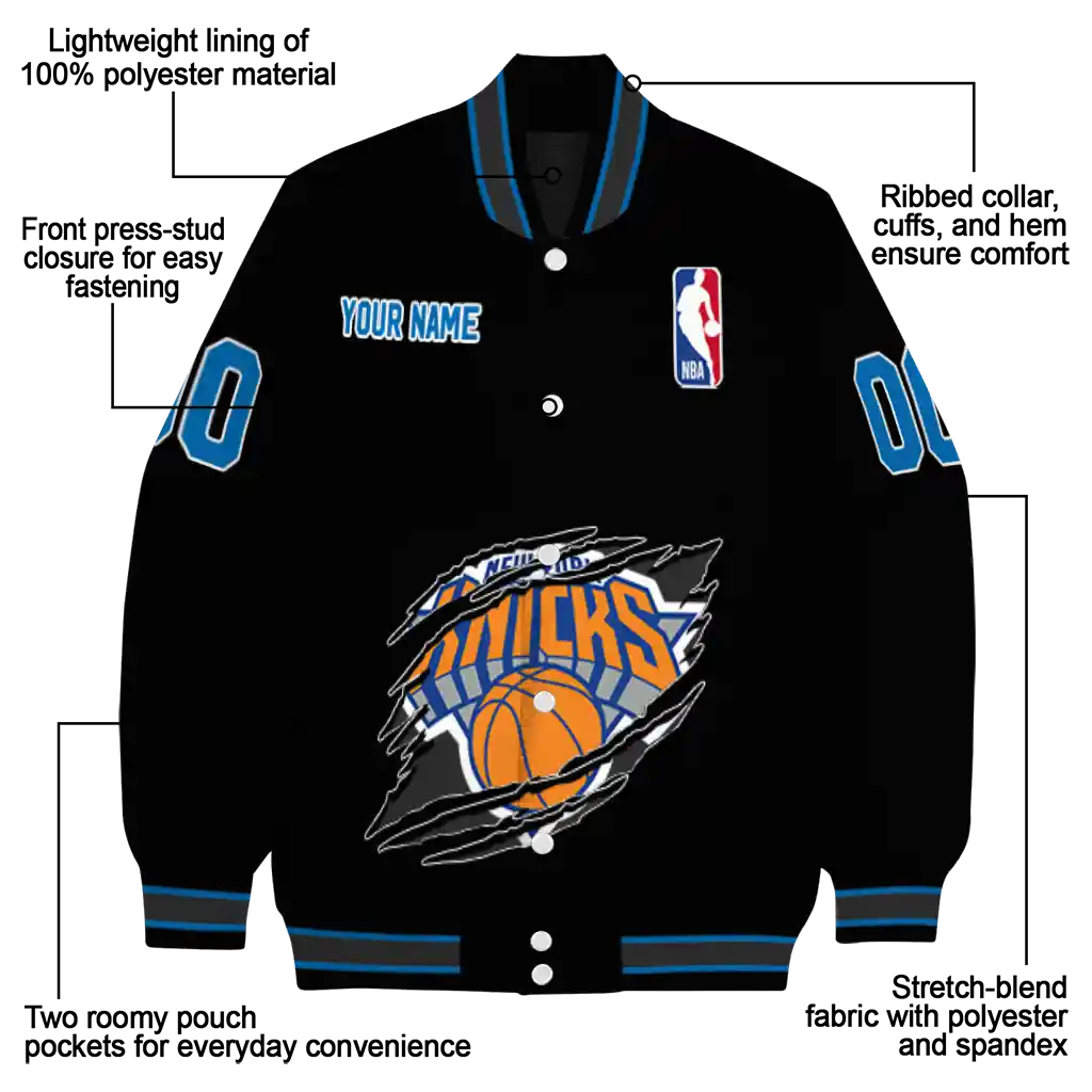 custom new york knicks claw edge black varsity jacket new arrival custom new york knicks claw edge black varsity jacket new arrival