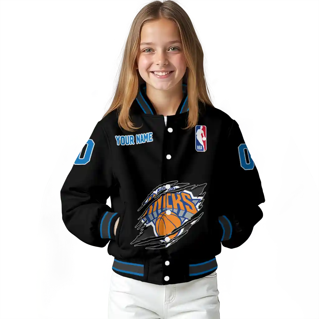 custom new york knicks claw edge black varsity jacket top rated custom new york knicks claw edge black varsity jacket top rated