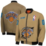 custom new york knicks claw opening beige bomber jacket best selling