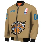 custom new york knicks claw opening beige bomber jacket best selling