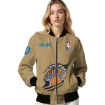 custom new york knicks claw opening beige bomber jacket best selling