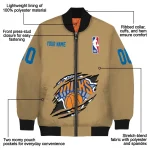 custom new york knicks claw opening beige bomber jacket best selling