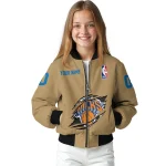 custom new york knicks claw opening beige bomber jacket best selling