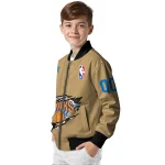 custom new york knicks claw opening beige bomber jacket best selling