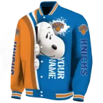 custom new york knicks snoopy head blue varsity jacket best selling