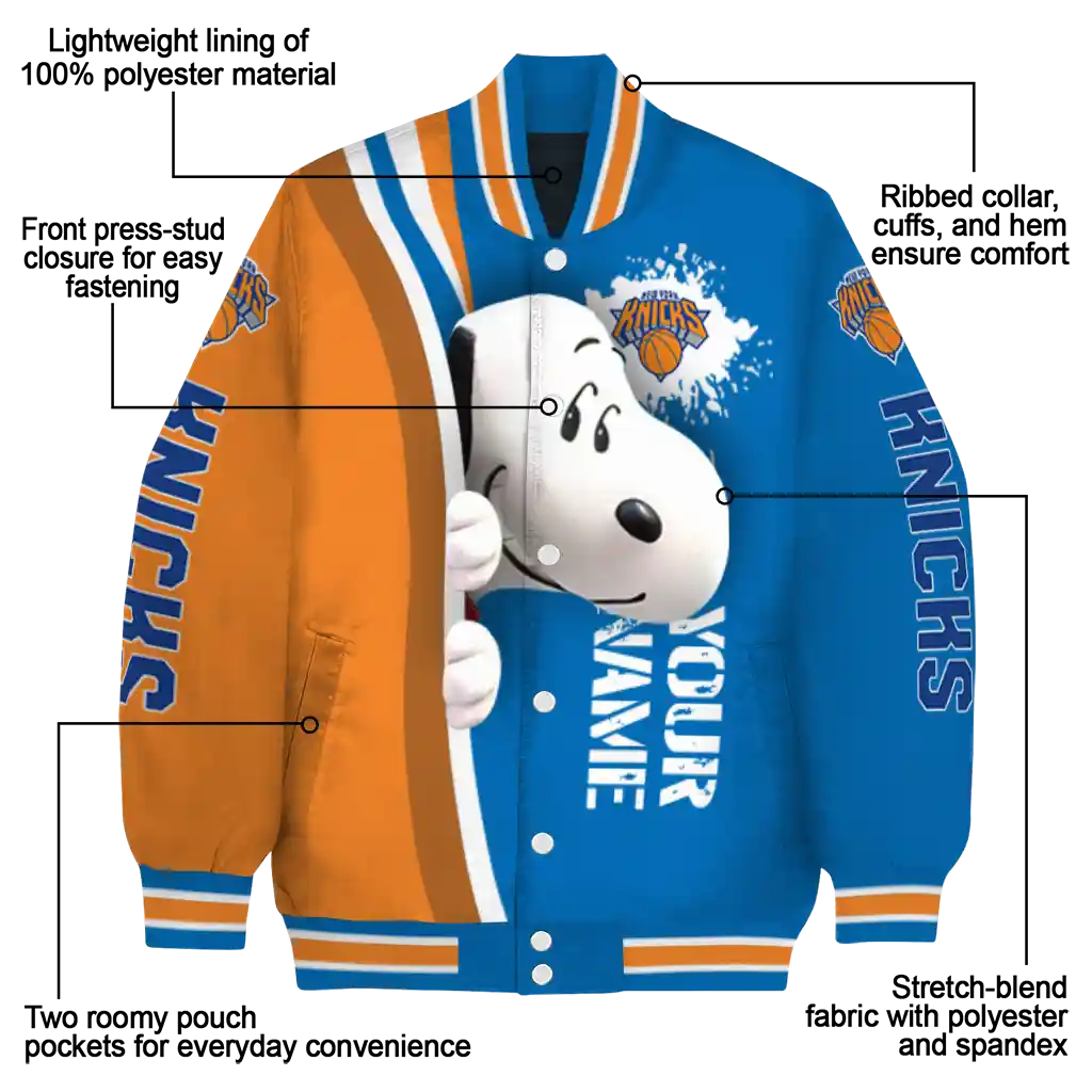 custom new york knicks snoopy head blue varsity jacket new arrival custom new york knicks snoopy head blue varsity jacket new arrival