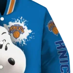 custom new york knicks snoopy head blue varsity jacket best selling