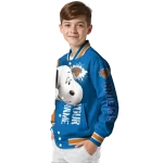 custom new york knicks snoopy head blue varsity jacket best selling