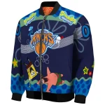 custom new york knicks spongebob playtime blue bomber jacket best selling