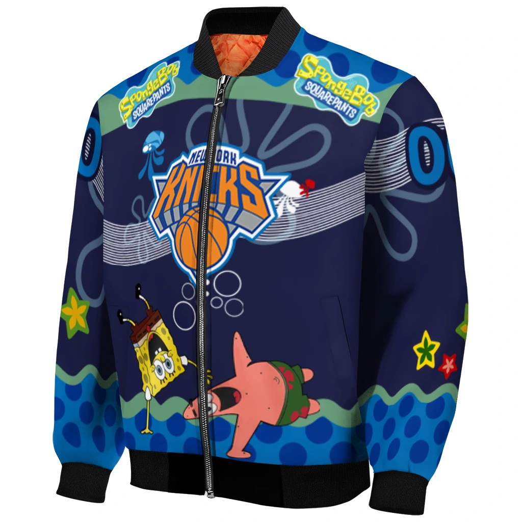 custom new york knicks spongebob playtime blue bomber jacket fashion forward custom new york knicks spongebob playtime blue bomber jacket fashion forward