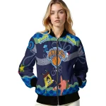 custom new york knicks spongebob playtime blue bomber jacket best selling