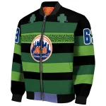custom new york mets clover green lines green black bomber jacket best selling
