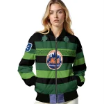 custom new york mets clover green lines green black bomber jacket best selling