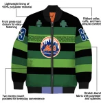 custom new york mets clover green lines green black bomber jacket best selling