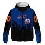 custom new york mets flame trim blue black windbreaker jacket best selling