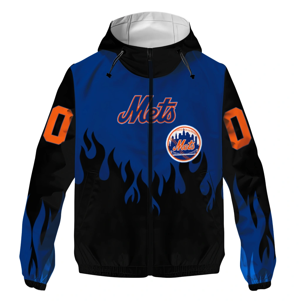 custom new york mets flame trim blue black windbreaker jacket best selling custom new york mets flame trim blue black windbreaker jacket best selling