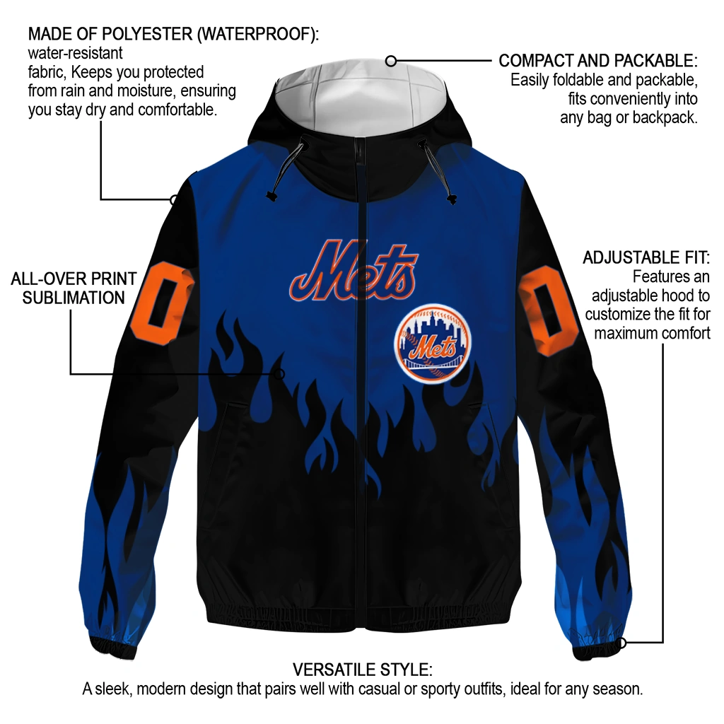 custom new york mets flame trim blue black windbreaker jacket new arrival custom new york mets flame trim blue black windbreaker jacket new arrival