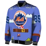 custom new york mets mario blocks blue black varsity jacket best selling