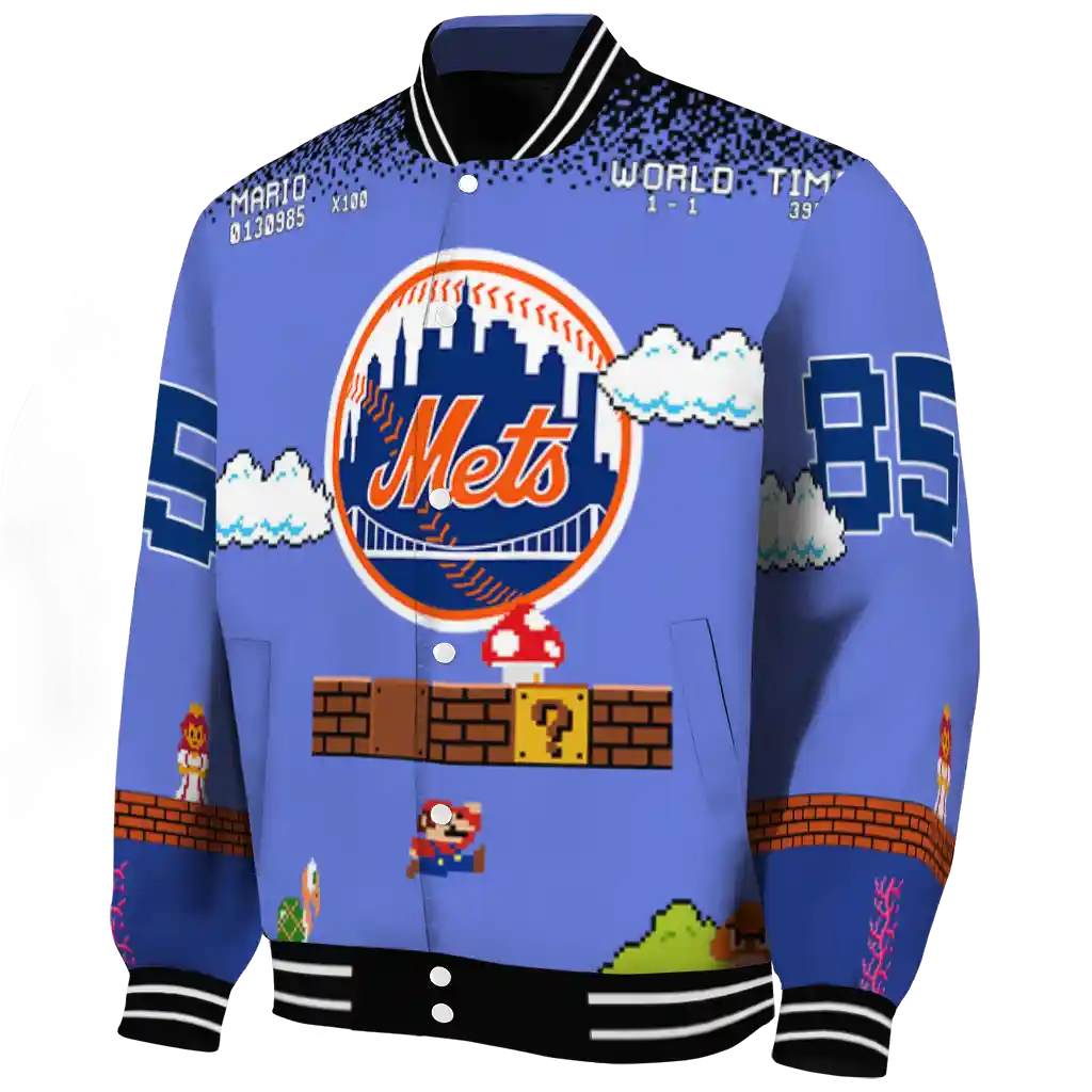 custom new york mets mario blocks blue black varsity jacket best selling custom new york mets mario blocks blue black varsity jacket best selling